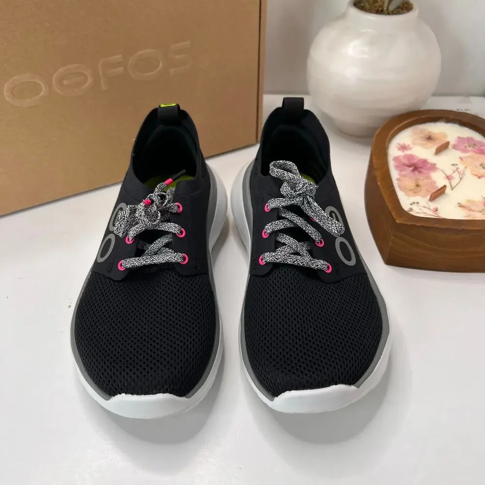 OOFOS OOmy Stride Recovery Sneakers White/Black Style 5077 Women's 5 Athleisure